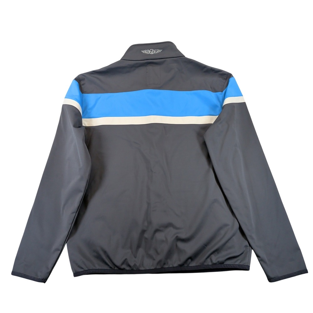 Straight Down Mens Full Zip Golf Jacket Gray Blue Striped Fleece Lined Large - Picture 2 of 7